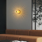 Elegant Flush Mount Ceiling Light with Unique Sun Design & Copper Accents for Stylish Living Room and Bedroom Decor