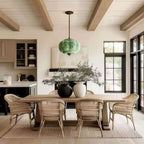 Elegant Green Glass Pendant Lighting with Antique Brass Accents for Stylish Kitchen Illumination