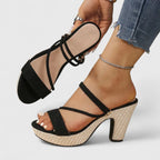 Elegant Heels | Black Wedding Shoes with Cushioned Insole | Adjustable Straps for All-Day Comfort