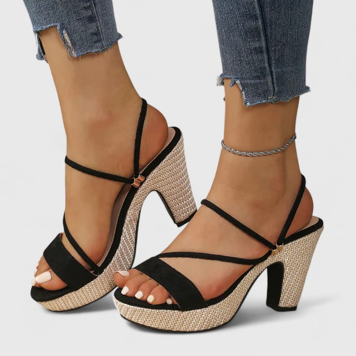 Elegant Heels | Black Wedding Shoes with Cushioned Insole | Adjustable Straps for All-Day Comfort
