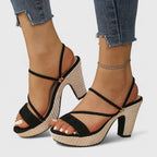 Elegant Heels | Black Wedding Shoes with Cushioned Insole | Adjustable Straps for All-Day Comfort