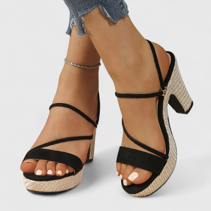 Elegant Heels | Black Wedding Shoes with Cushioned Insole | Adjustable Straps for All-Day Comfort