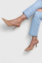 Elegant Heels | Nude Slingback Heels with Stable Comfort Fit | Versatile Footwear for Any Occasion
