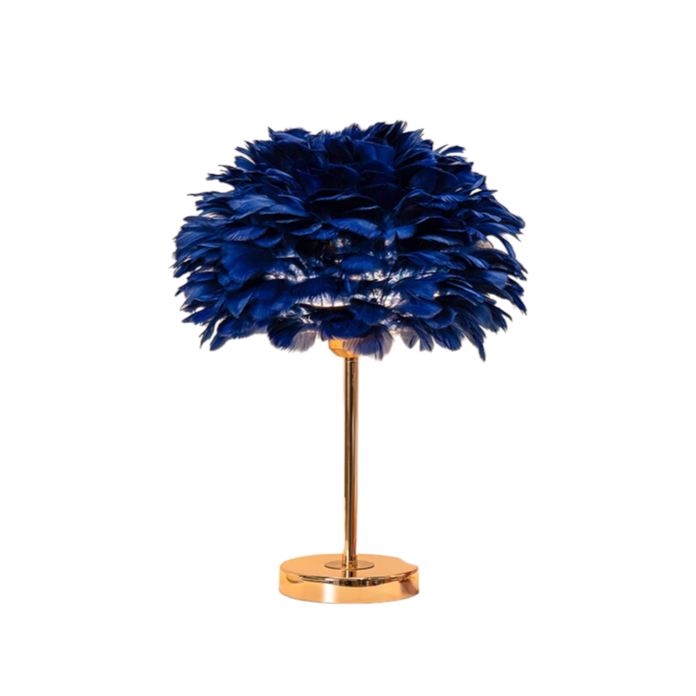 Elegant LED Table Lamp with Feather Shade & 7 Color Options | Stylish Bedside Lighting for Cozy Ambiance
