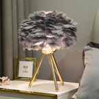 Elegant LED Table Lamp with Feather Shade & 7 Color Options | Stylish Bedside Lighting for Cozy Ambiance