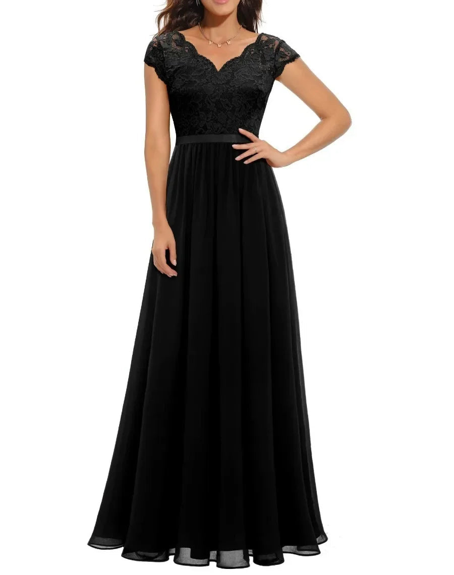 Elegant Lace Maxi Dress | Flattering Bodice with Flowing Skirt for Special Occasions