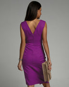 Elegant Lavenza | Women's Fitted Cocktail Dress with V-Neck & Subtle Slit | Perfect for Any Formal Occasion