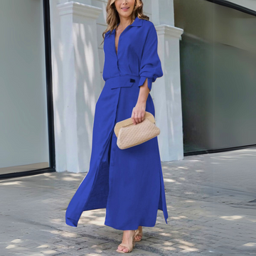 Elegant Maxi Dress | Flattering V-Neck Long Dress for Women with Airy Comfort