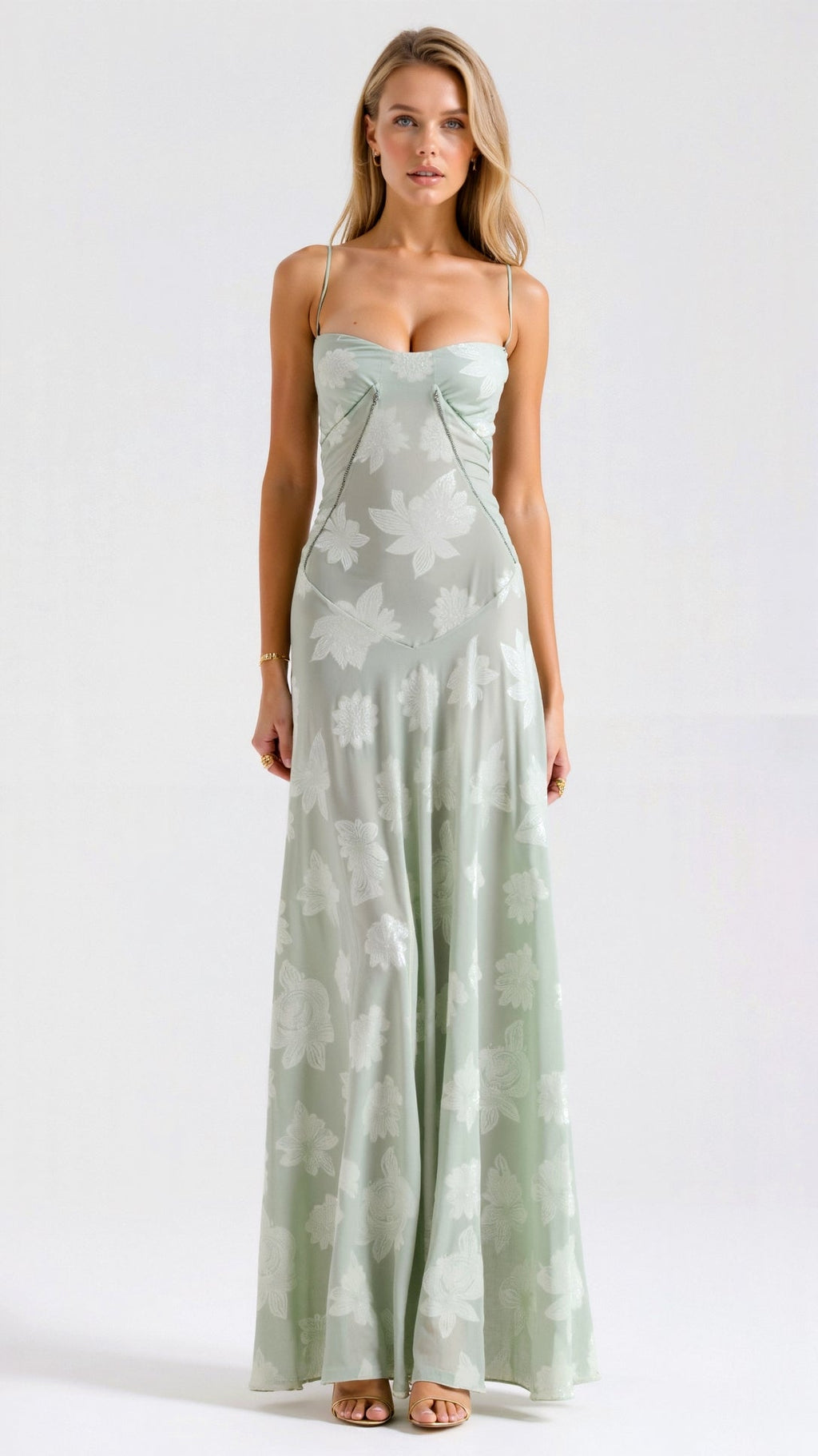Elegant Maxi Dress | Women's Dress with Bustier Design & Lace Detailing | Flattering Silhouette for Special Occasions