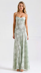 Elegant Maxi Dress | Women's Dress with Bustier Design & Lace Detailing | Flattering Silhouette for Special Occasions