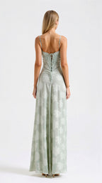Elegant Maxi Dress | Women's Dress with Bustier Design & Lace Detailing | Flattering Silhouette for Special Occasions