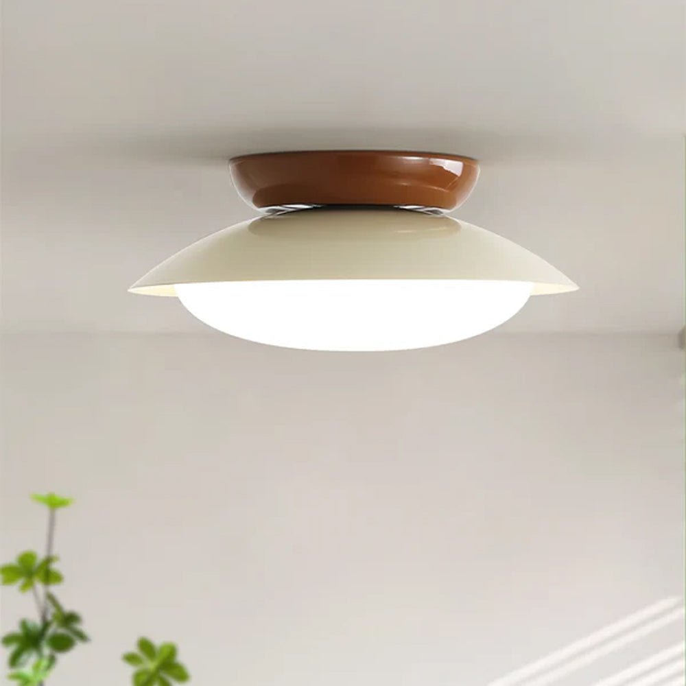 Elegant Mid-Century Flush Mount Ceiling Light with Ambient Glow | Versatile LED Fixture for Cozy Illumination