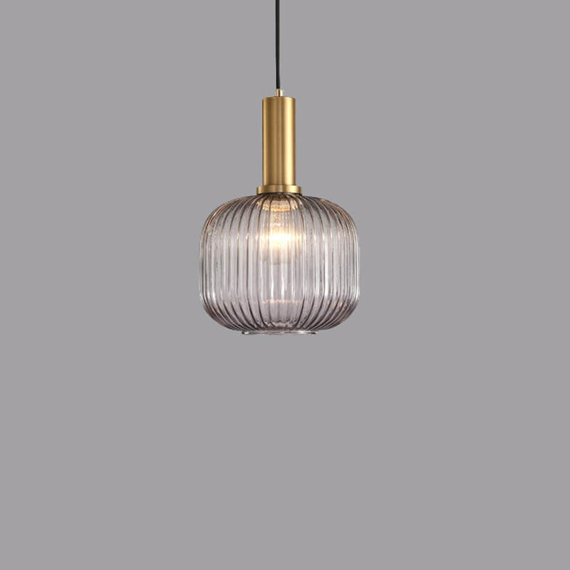 Striped Glass Pendant Light, Minimalist, Adjustable Length, Green, Kitchen