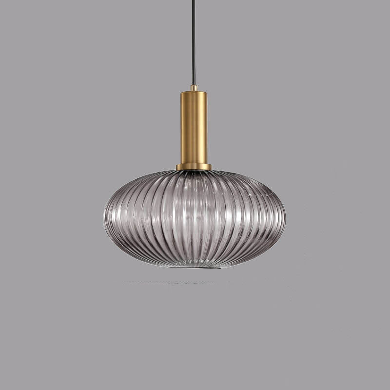 Striped Glass Pendant Light, Minimalist, Adjustable Length, Green, Kitchen