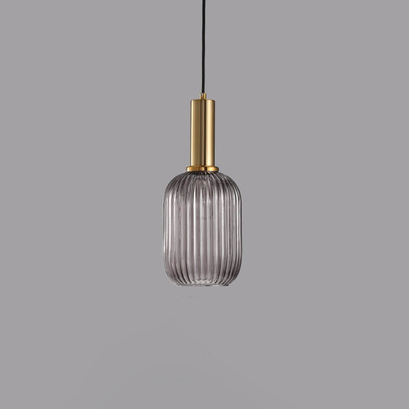 Striped Glass Pendant Light, Minimalist, Adjustable Length, Green, Kitchen