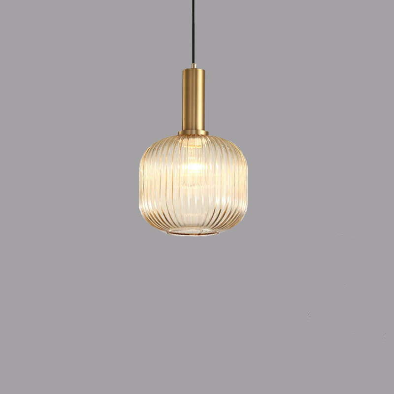 Striped Glass Pendant Light, Minimalist, Adjustable Length, Green, Kitchen