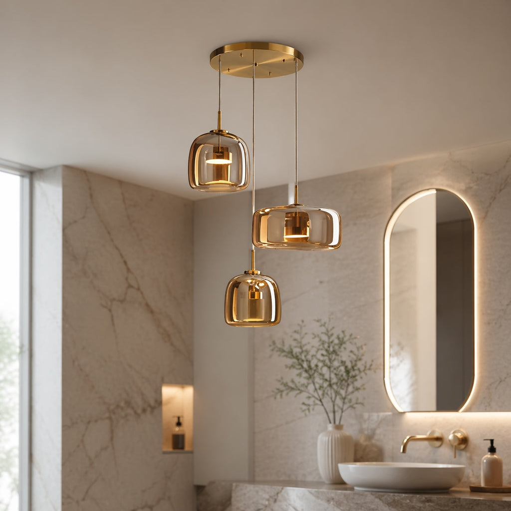 Elegant Multi-Shade Pendant Light | Glass Kitchen Pendant Lighting with Adjustable Cord for Versatile Home Decor