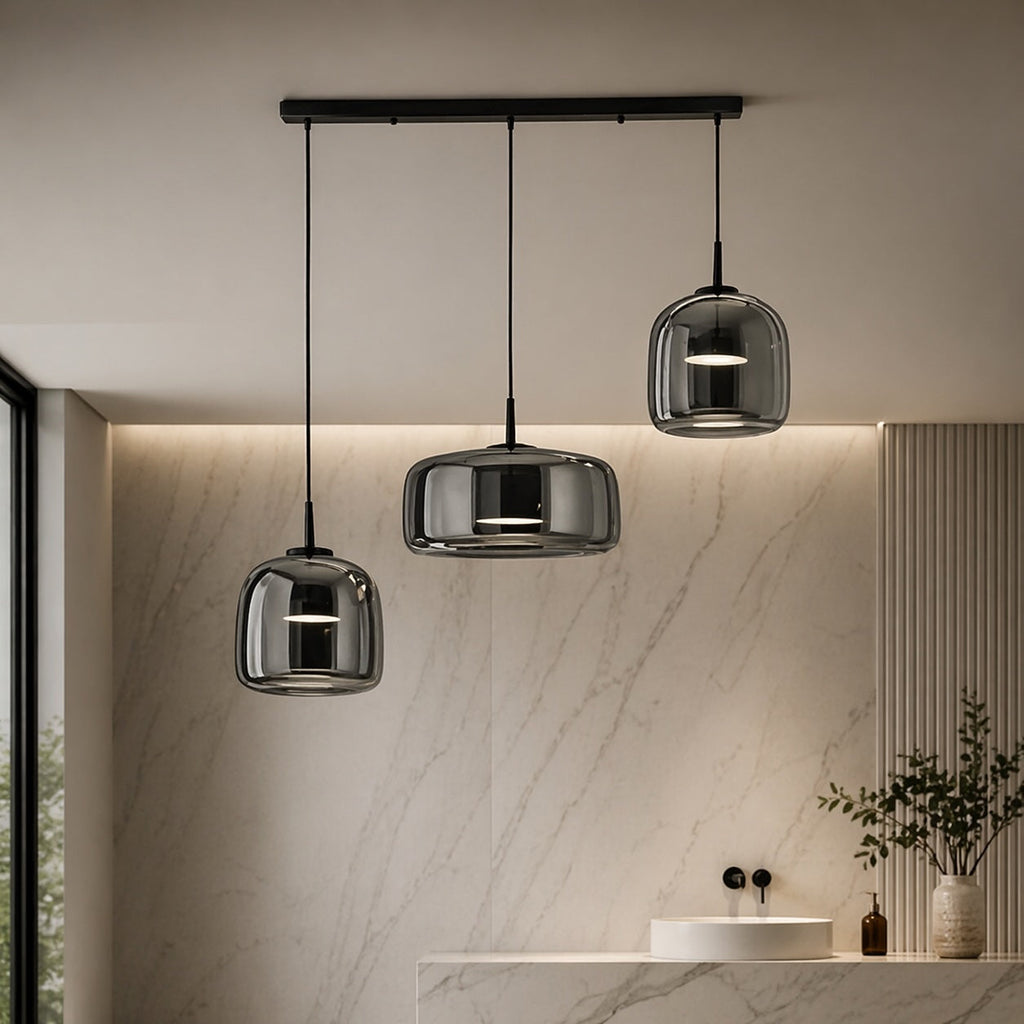 Elegant Multi-Shade Pendant Light | Glass Kitchen Pendant Lighting with Adjustable Cord for Versatile Home Decor