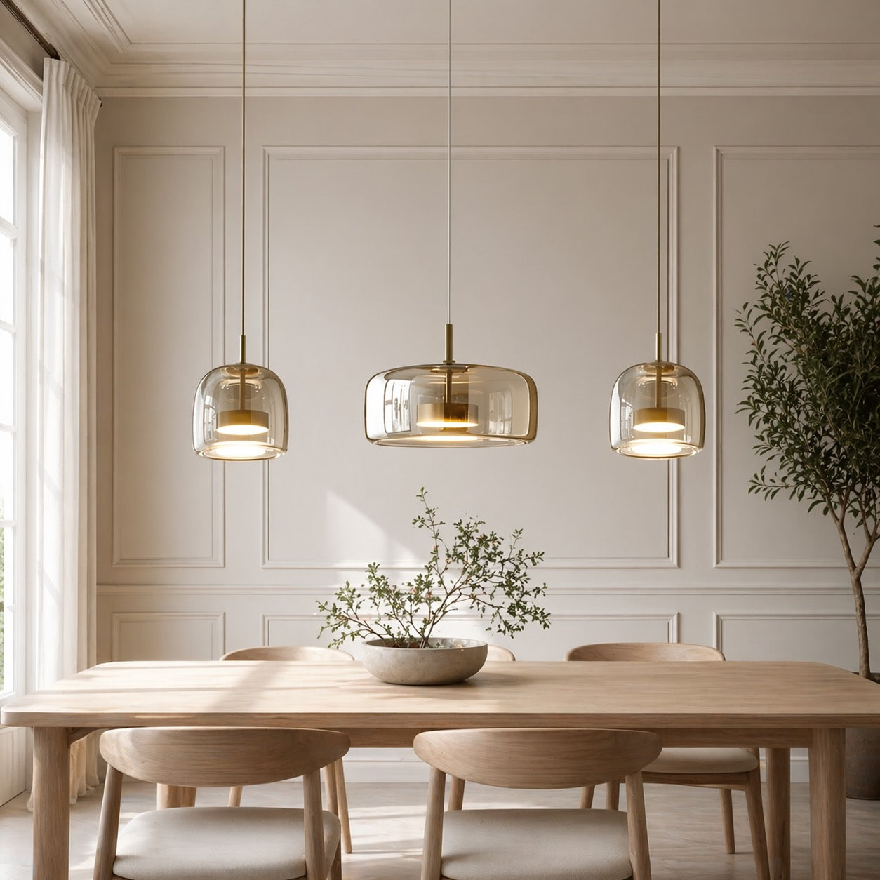 Elegant Multi-Shade Pendant Light | Glass Kitchen Pendant Lighting with Adjustable Cord for Versatile Home Decor