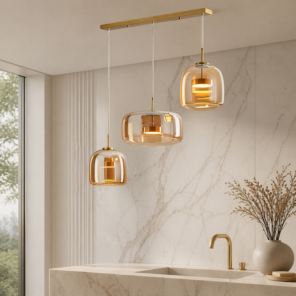 Elegant Multi-Shade Pendant Light | Glass Kitchen Pendant Lighting with Adjustable Cord for Versatile Home Decor