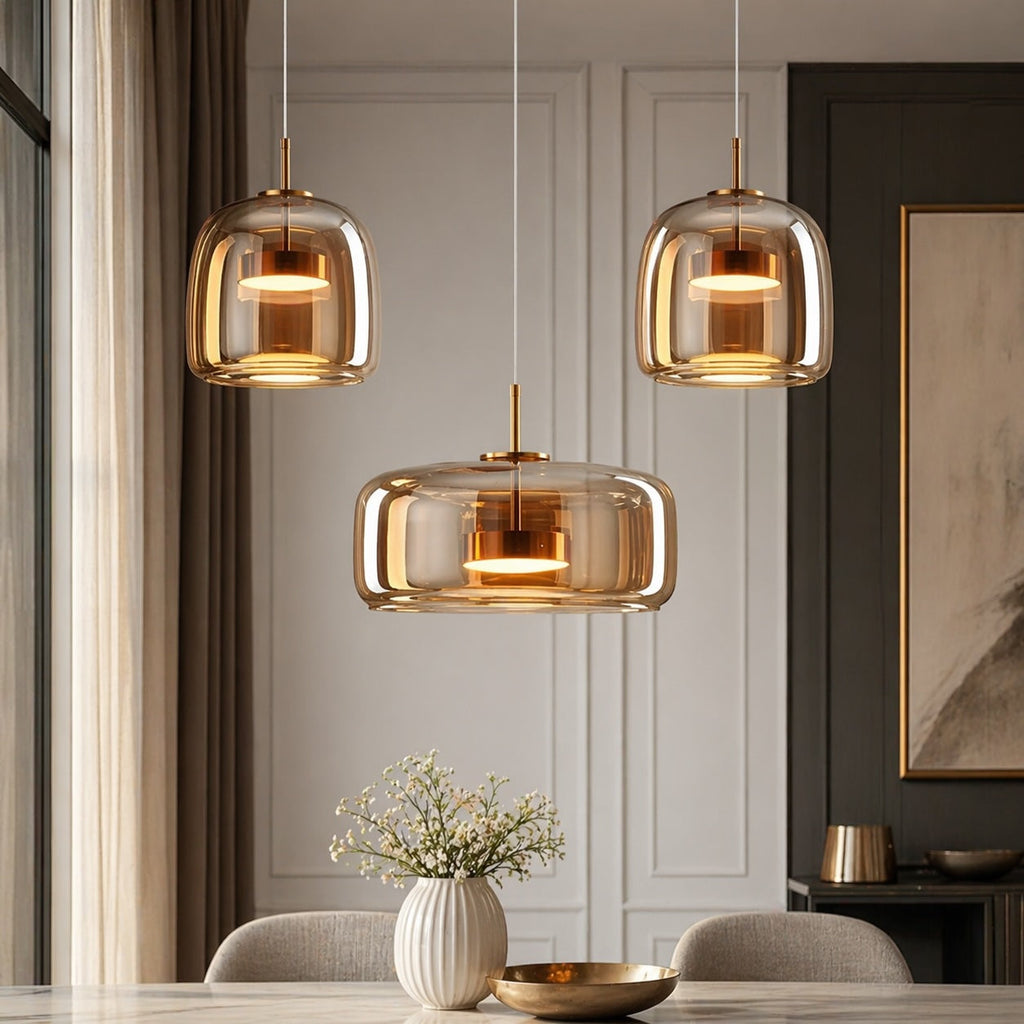 Elegant Multi-Shade Pendant Light | Glass Kitchen Pendant Lighting with Adjustable Cord for Versatile Home Decor