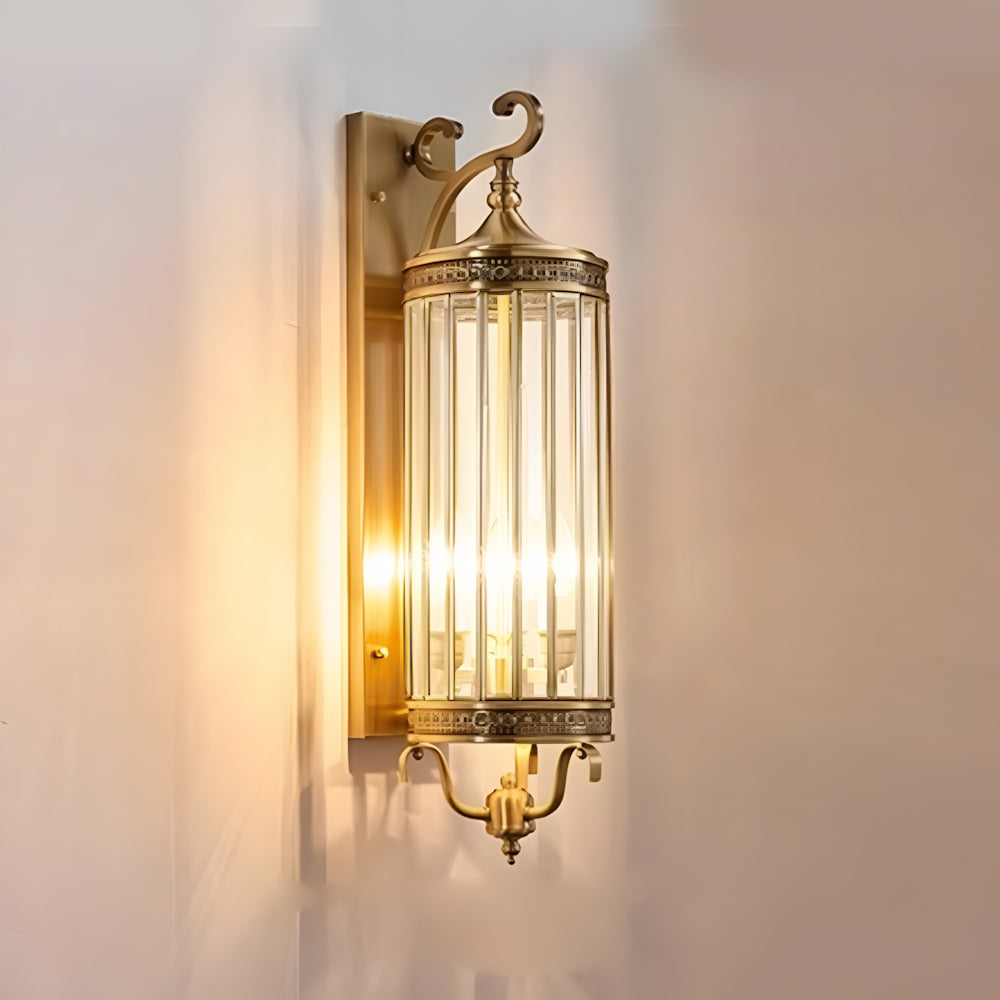 Elegant Outdoor Wall Light | Brass Outdoor Sconce with Weatherproof Design | Timeless Lantern for Stylish Entryways