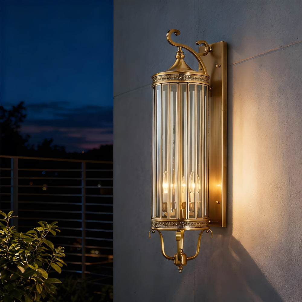 Elegant Outdoor Wall Light | Brass Outdoor Sconce with Weatherproof Design | Timeless Lantern for Stylish Entryways