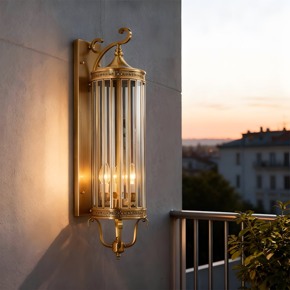 Elegant Outdoor Wall Light | Brass Outdoor Sconce with Weatherproof Design | Timeless Lantern for Stylish Entryways
