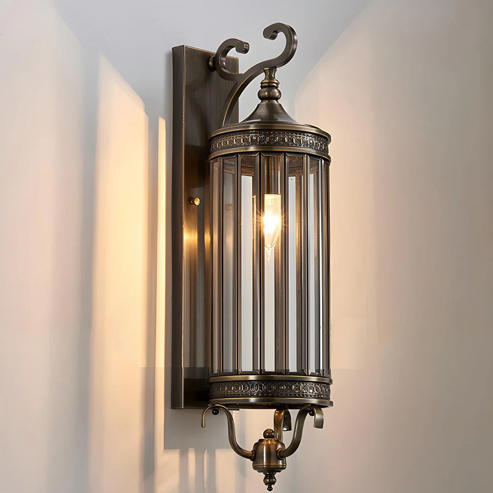 Elegant Outdoor Wall Light | Brass Outdoor Sconce with Weatherproof Design | Timeless Lantern for Stylish Entryways
