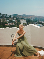 Elegant Pleated Maxi Dress | Flattering Waist-Defining Structure for Timeless Style