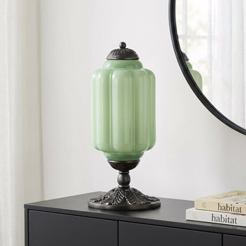 Elegant Retro Cream Milk Glass Table Lamp with Ribbed Shade | Stylish Nightstand Lighting for Cozy Ambience