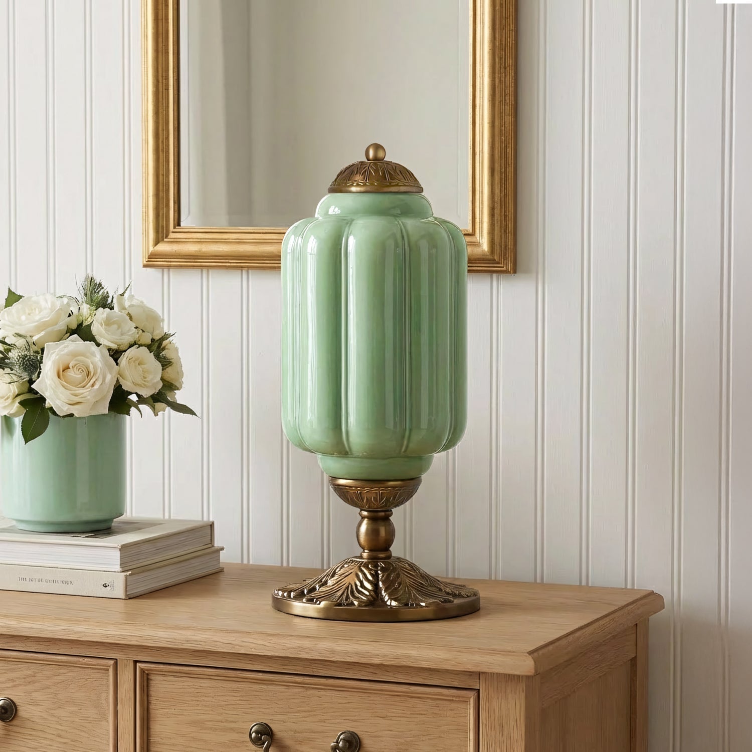 Elegant Retro Cream Milk Glass Table Lamp with Ribbed Shade | Stylish Nightstand Lighting for Cozy Ambience