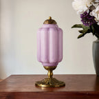 Elegant Retro Cream Milk Glass Table Lamp with Ribbed Shade | Stylish Nightstand Lighting for Cozy Ambience