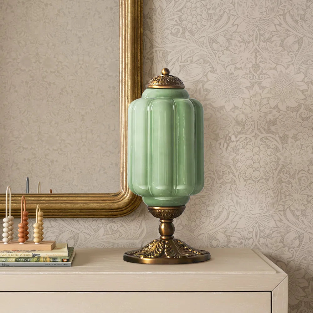 Elegant Retro Cream Milk Glass Table Lamp with Ribbed Shade | Stylish Nightstand Lighting for Cozy Ambience