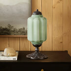 Elegant Retro Cream Milk Glass Table Lamp with Ribbed Shade | Stylish Nightstand Lighting for Cozy Ambience