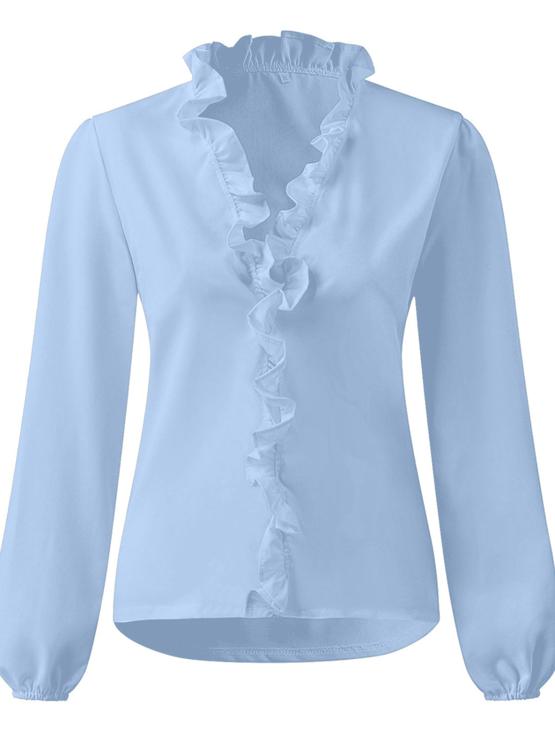Elegant Ruffled V-Neck Women's Blouse with Long Sleeves | Stylish Comfort for Everyday Wear