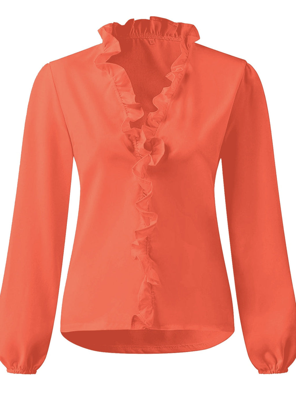 Elegant Ruffled V-Neck Women's Blouse with Long Sleeves | Stylish Comfort for Everyday Wear