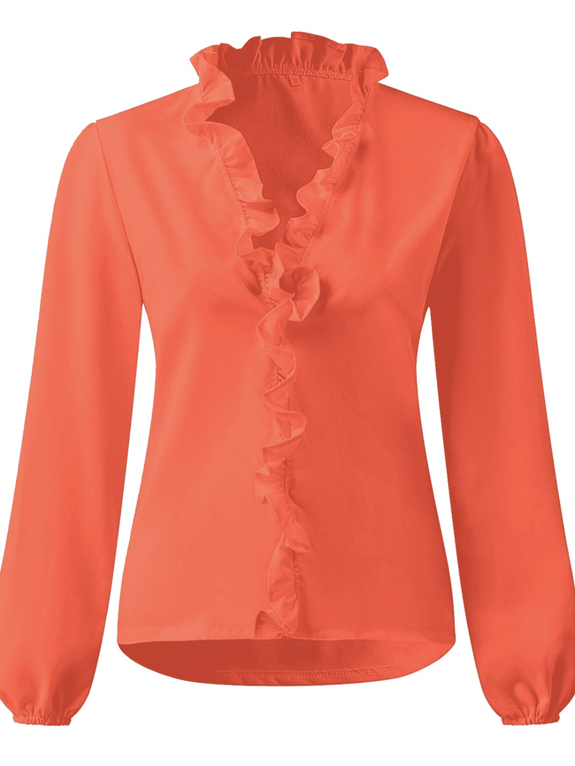Elegant Ruffled V-Neck Women's Blouse with Long Sleeves | Stylish Comfort for Everyday Wear