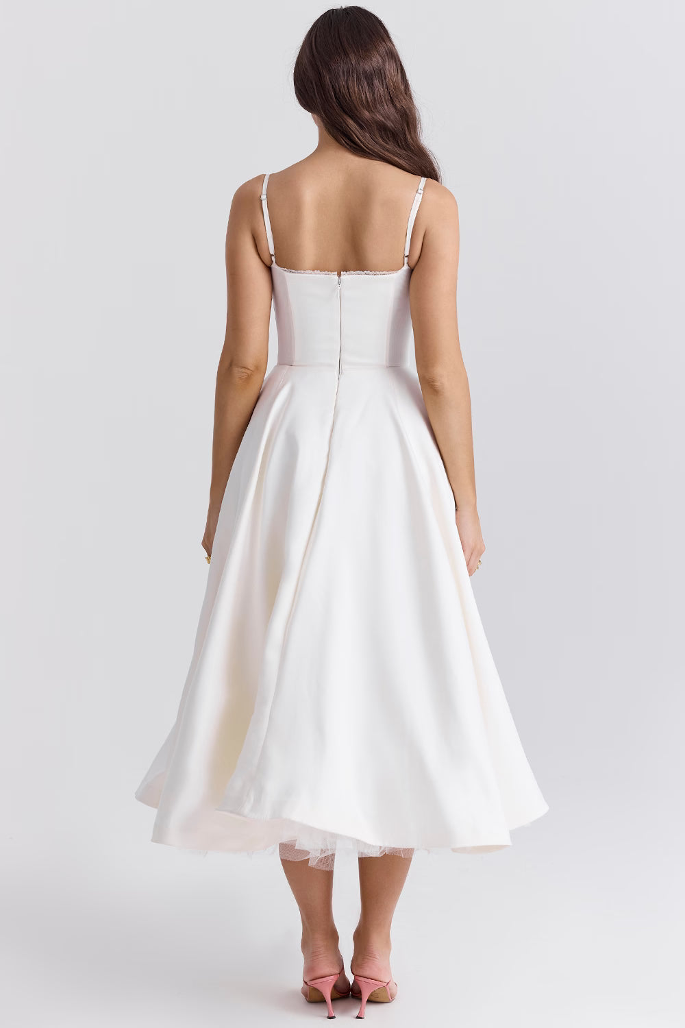 Elegant Satin Cocktail Dress with Lightweight Tulle Skirt for Glamorous Events