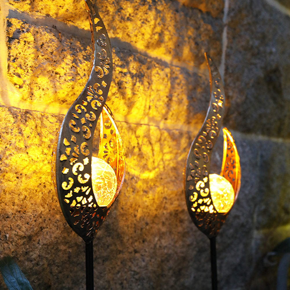 Elegant Solar Garden Light Stake with Cracked Glass Globe | IP65 Waterproof Design for Enchanting Outdoor Illumination