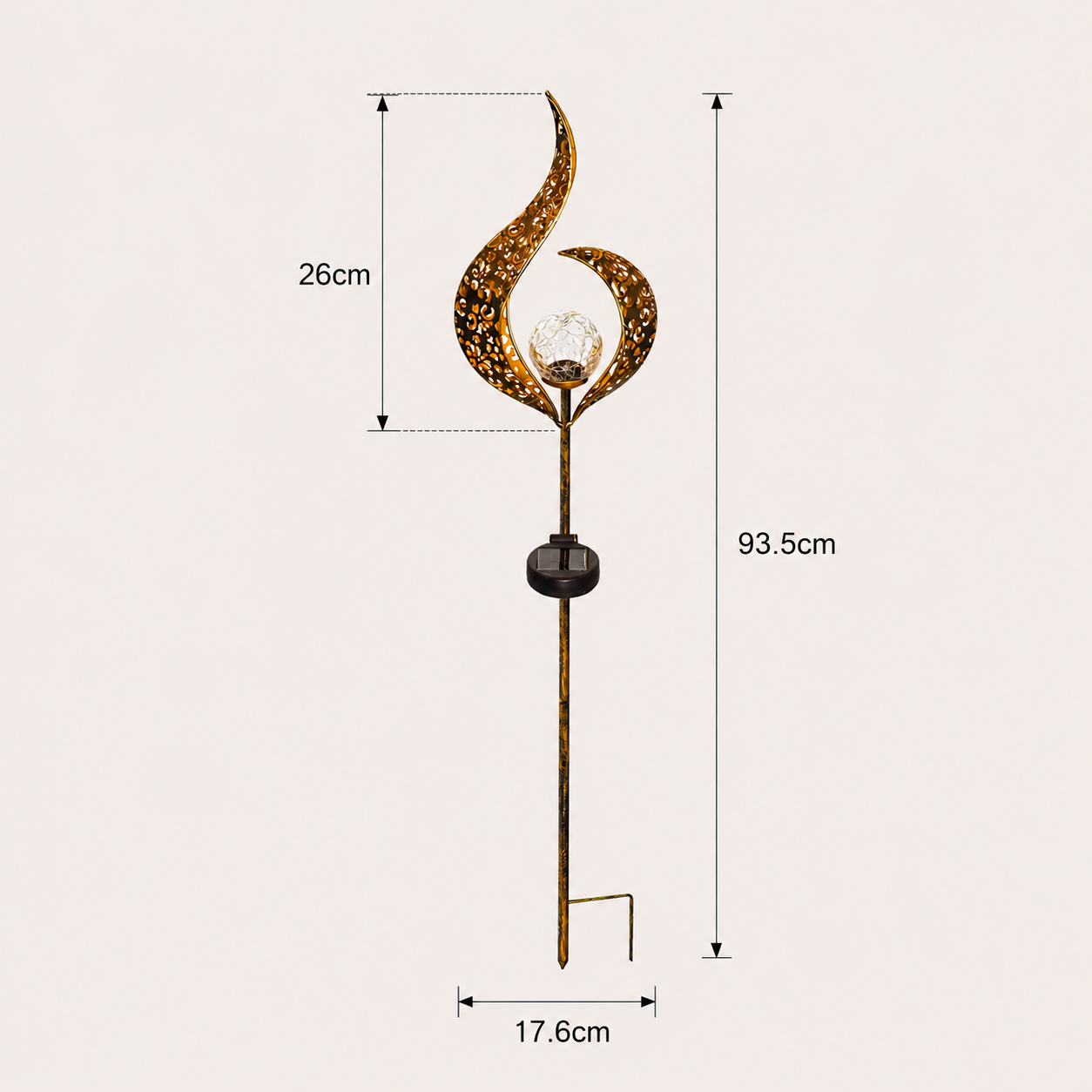 Elegant Solar Garden Light Stake with Cracked Glass Globe | IP65 Waterproof Design for Enchanting Outdoor Illumination