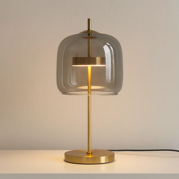 Elegant Stained Glass Table Lamp with Integrated LED & Gold Finish | Stylish Bedside Lighting for Contemporary Living Spaces
