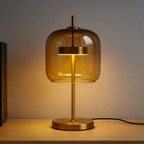 Elegant Stained Glass Table Lamp with Integrated LED & Gold Finish | Stylish Bedside Lighting for Contemporary Living Spaces