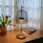 Elegant Stained Glass Table Lamp with Integrated LED & Gold Finish | Stylish Bedside Lighting for Contemporary Living Spaces