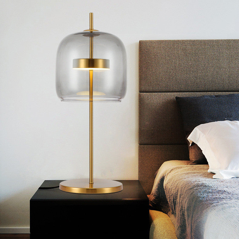 Elegant Stained Glass Table Lamp with Integrated LED & Gold Finish | Stylish Bedside Lighting for Contemporary Living Spaces
