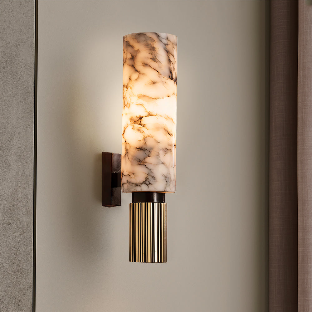 Stone Wall Sconce, Copper Finish LED, Modern Bedroom Hallway Light