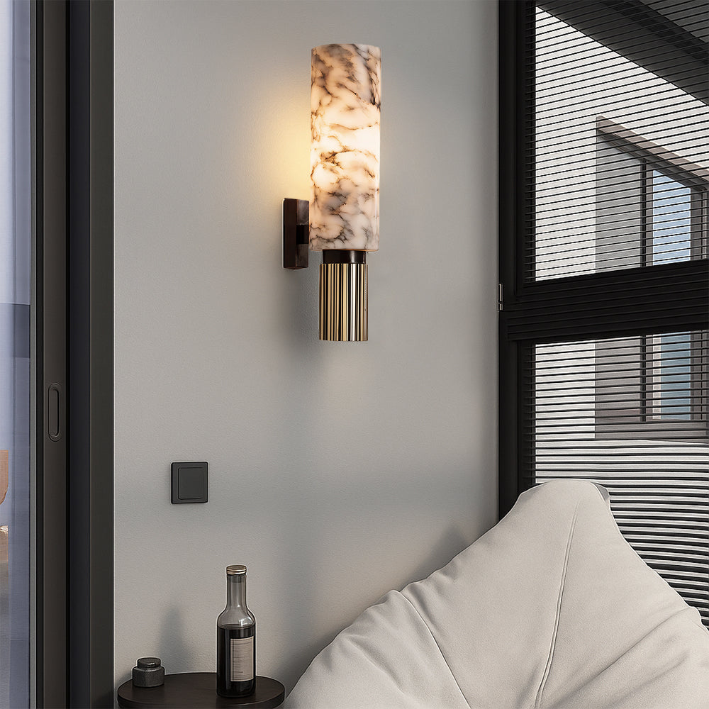 Stone Wall Sconce, Copper Finish LED, Modern Bedroom Hallway Light