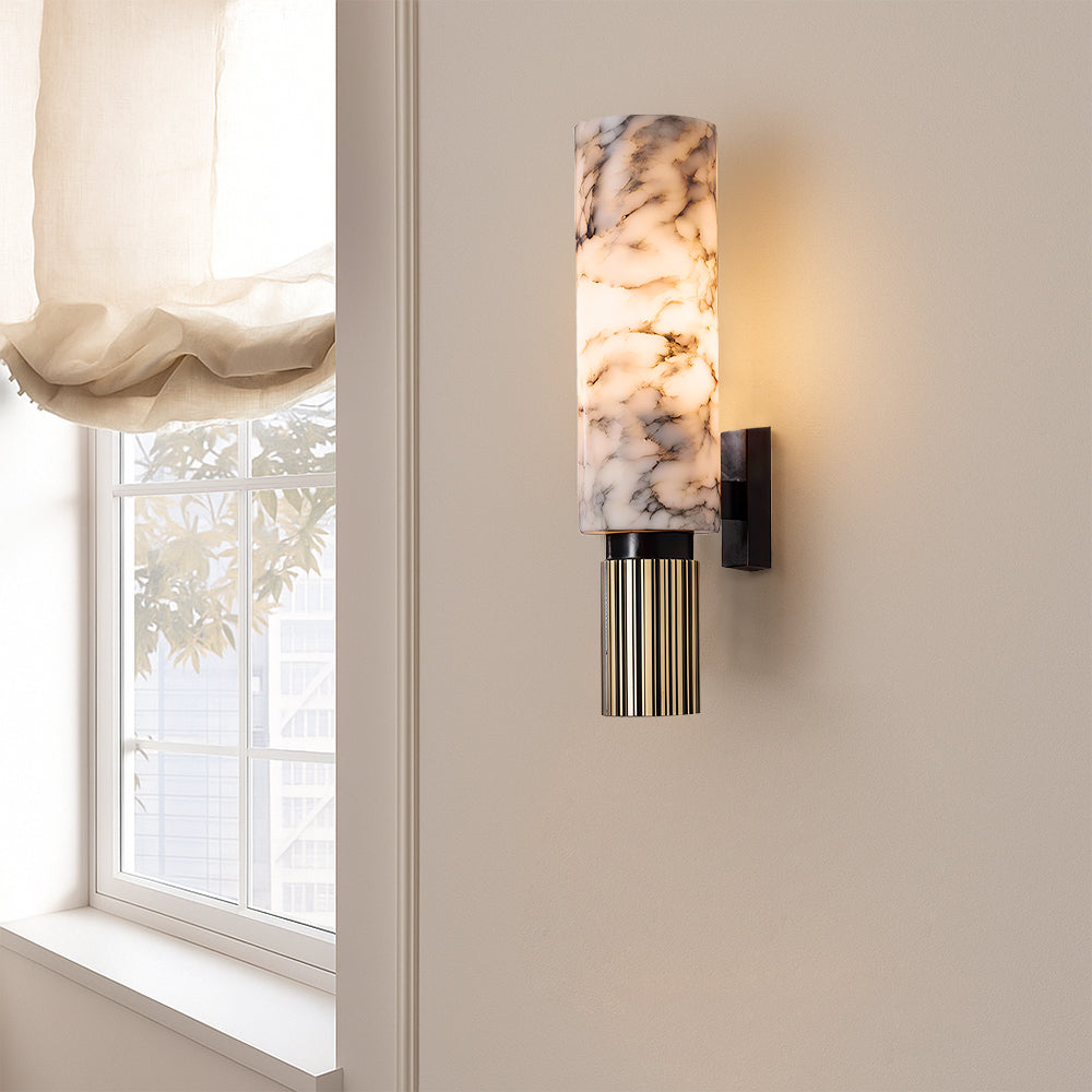 Stone Wall Sconce, Copper Finish LED, Modern Bedroom Hallway Light