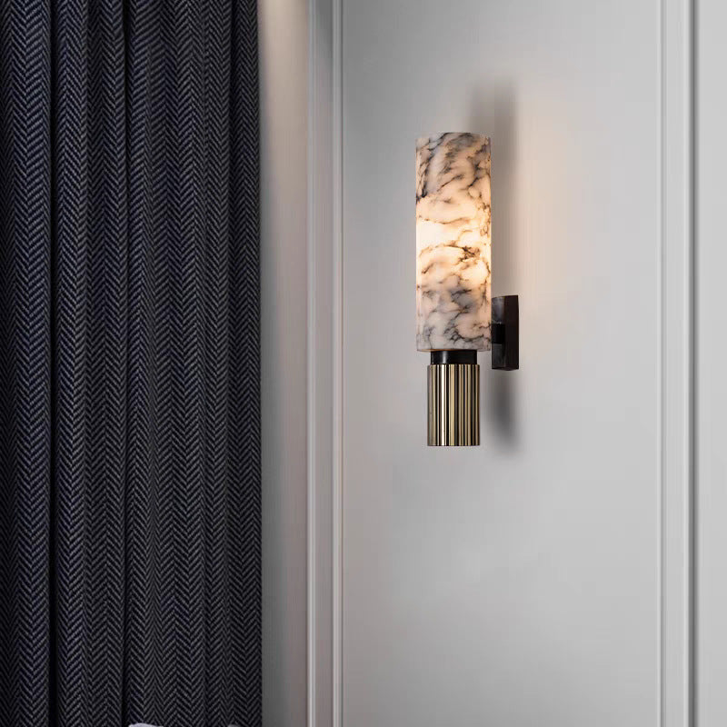 Elegant Stone Wall Sconce Light with LED Bulb | Copper Finish for Cozy Ambiance
