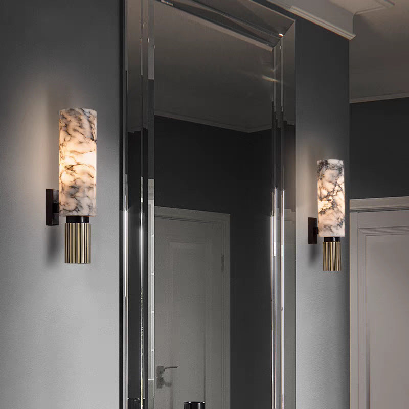 Elegant Stone Wall Sconce Light with LED Bulb | Copper Finish for Cozy Ambiance